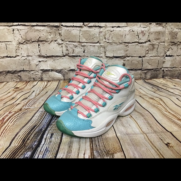 Reebok Allen Iverson Question Mid White Blue Pink